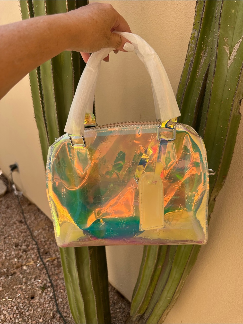 Source Unknown Iridescent Mini Satchel with White Handles